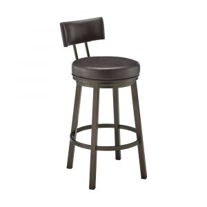 Armen Living - Dalza Swivel Counter or Bar Stool in Mocha Finish with Brown Faux Leather - 840254333598