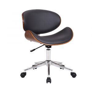 Armen Living - Daphne Modern Office Chair In Chrome Finish with Gray Faux Leather And Walnut Veneer Back - LCDAOFCHGR