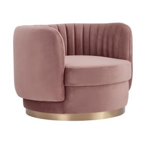 Armen Living - Davy Blush Velvet Swivel Accent Chair with Gold Base - LCDVCHBLUSH