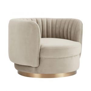 Armen Living - Davy Taupe Velvet Swivel Accent Chair with Gold Base - LCDVCHTAUPE