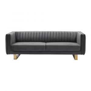 Armen Living - Delilah Dark Gray Velvet Sofa with Matte Gold Legs - LCDH3GREY