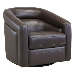 Armen Living - Desi Contemporary Swivel Accent Chair in Espresso Genuine Leather - LCDSCHES