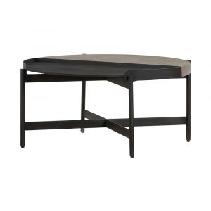 Armen Living - Dua Concrete and Metal Round Modern Coffee Table - LCDUCOBLCC