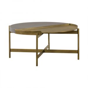 Armen Living - Dua Gray Concrete Coffee Table with Antique Brass - LCDUCOCC