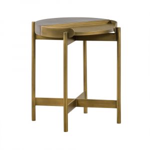 Armen Living - Dua Gray Concrete End Table with Antique Brass - LCDULACC