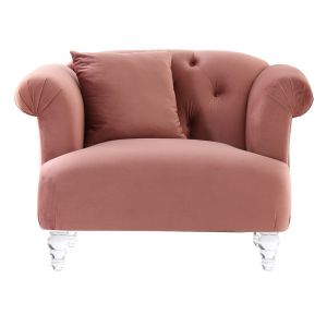 Armen Living - Elegance Contemporary Chair in Blush Velvet with Acrylic Legs - LCEG1BLUSH