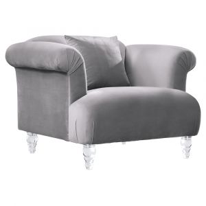 Armen Living - Elegance Contemporary Sofa Chair in Gray Velvet with Acrylic Legs - LCEG1GR