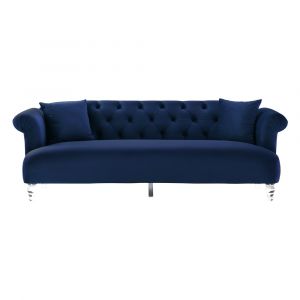 Armen Living - Elegance Contemporary Sofa in Blue Velvet with Acrylic Legs - LCEG3BLUE