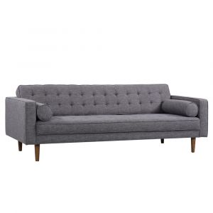 Armen Living - Element Mid-Century Modern Sofa in Dark Gray Linen and Walnut Legs - LCEL3DG