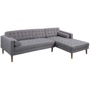 Armen Living - Element Right-Side Chaise Sectional in Dark Gray Linen and Walnut Legs - LCELCHDGRI