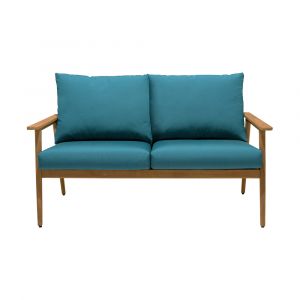 Armen Living - Eve Outdoor Teak Wood Sofa with Teal Olefin - LCEVSOTL