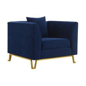 Armen Living - Everest Blue Fabric Upholstered Sofa Accent Chair with Brushed Gold Legs - LCEV1BLUE