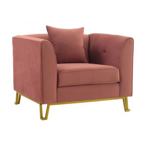 Armen Living - Everest Blush Fabric Upholstered Sofa Accent Chair with Brushed Gold Legs - LCEV1BLUSH