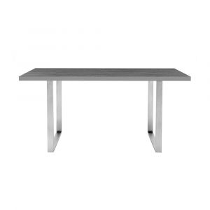 Armen Living - Fenton Dining Table with Gray Top and Brushed Stainless Steel Base - LCFEDIBSGR