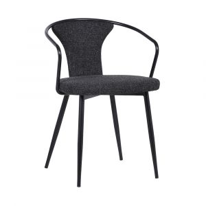 Armen Living - Francis Contemporary Dining Chair in Black Powder Coated Finish and Black Fabric - LCFCSIBLBL