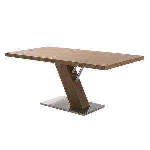 Armen Living - Fusion Contemporary Dining Table In Walnut Wood Top and Stainless Steel - LCFUDIWATO