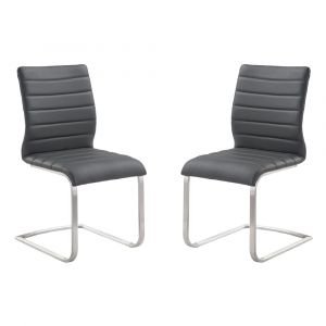 Armen Living - Fusion Contemporary Side Chair In Gray and Stainless Steel (Set of 2) - LCFUSIGR