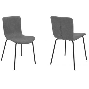 Armen Living - Gillian Modern Dark Gray Faux Leather and Metal Dining Room Chairs (Set of 2) - LCGLSIBLGR