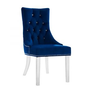 Armen Living - Gobi Modern and Contemporary Tufted Dining Chair in Blue Velvet with Acrylic Legs - LCGOCHBLUE