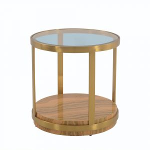 Armen Living - Hattie Glass Top End Table with Brushed Gold Legs - LCDXLAGLGLD
