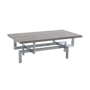 Armen Living - Illusion Gray Wood Coffee Table with Brushed Stainless Steel Base - LCILCOBSGR