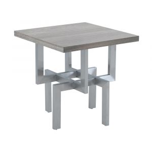 Armen Living - Illusion Gray Wood End Table with Brushed Stainless Steel Base - LCILLABSGR