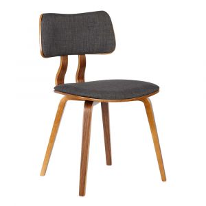 Armen Living  - Jaguar Mid-Century Dining Chair in Walnut Wood and Charcoal Fabric - LCJASIWACH