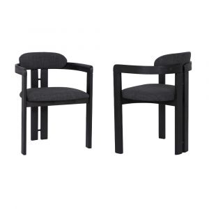 Armen Living - Jazmin Contemporary Dining Chair in Black Brushed Wood Finish and Charcoal Fabric (Set of 2) - LCJZCHCHBL