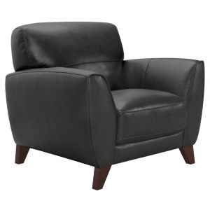 Armen Living - Jedd Contemporary Chair in Genuine Black Leather with Brown Wood Legs - LCJD1BL