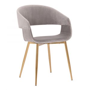 Armen Living - Jocelyn Mid-Century Gray Dining Accent Chair with Gold Metal Legs - LCJCCHGLDGR