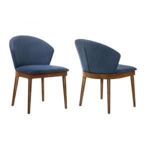 Armen Living - Juno Blue Fabric and Walnut Wood Dining Side Chairs (Set of 2) - LCJNSIWABLU