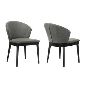 Armen Living - Juno Charcoal Fabric and Black Wood Dining Side Chairs (Set of 2) - LCJNSIBLCH
