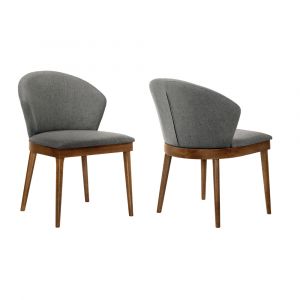Armen Living - Juno Charcoal Fabric and Walnut Wood Dining Side Chairs (Set of 2) - LCJNSIWACH