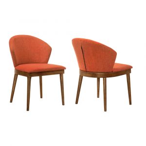 Armen Living - Juno Orange Fabric and Walnut Wood Dining Side Chairs (Set of 2) - LCJNSIWAOR