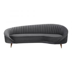 Armen Living - Karisma Dark Gray Curved Velvet Sofa - LCKR3GREY