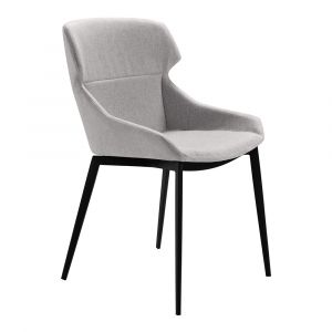 Armen Living - Kenna Modern Dining Chair in Matte Black Finish and Gray Fabric (Set of 2) - LCKESIGR