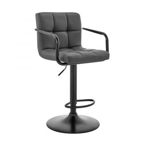 Armen Living - Laurant Adjustable Height Gray Faux Leather Swivel Bar Stool - LCLABABLGR