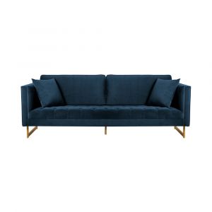 Armen Living - Lenox Blue Velvet Modern Sofa with Brass Legs - LCLN3BLU