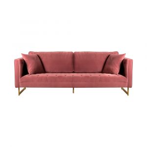 Armen Living - Lenox Pink Velvet Modern Sofa with Brass Legs - LCLN3PNK