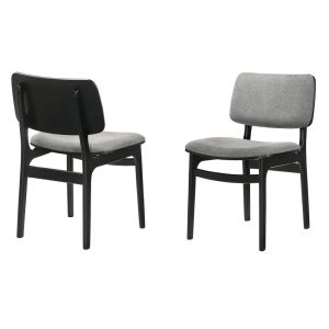 Armen Living - Lima Gray Upholstered Wood Dining Chairs in Black Finish (Set of 2) - LCLMSIGRBL