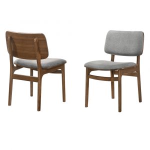Armen Living - Lima Gray Upholstered Wood Dining Chairs in Walnut Finish (Set of 2) - LCLMSIGRWA