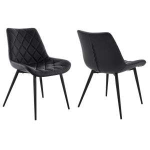 Armen Living - Loralie Black Faux Leather and Black Metal Dining Chairs (Set of 2) - LCLRSIBLBL