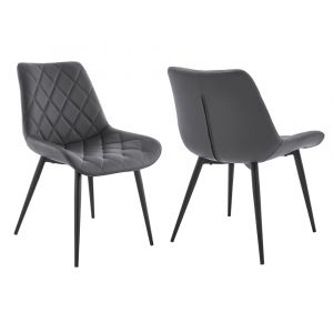 Armen Living - Loralie Gray Faux Leather and Black Metal Dining Chairs - Set of 2 - LCLRSIBLGR