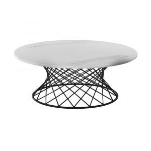 Armen Living - Loxley White Marble Coffee Table with Black Metal Base - LCLXCOMB