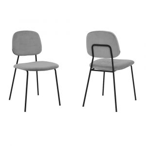 Armen Living - Lucy Gray Velvet and Metal Dining Room Chairs (Set of 2) - LCLCSIBLGR