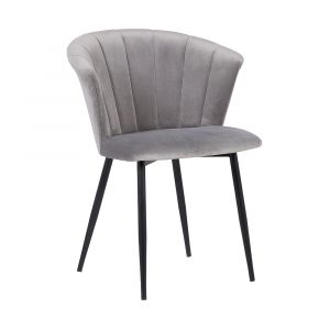 Armen Living - Lulu Contemporary Dining Chair in Black Powder Coated Finish and Gray Velvet - LCLUCHBLGREY
