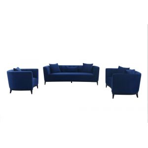 Armen Living - Melange 3 Piece Blue Velvet Living Room Seating Set - SETMGBLUE3PC