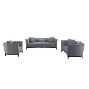 Armen Living - Melange 3 Piece Gray Velvet Living Room Seating Set - SETMGGREY3PC