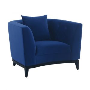 Armen Living - Melange Blue Velvet Upholstered Accent Chair with Black Wood Base - LCMG1BLUE