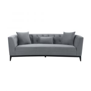 Armen Living - Melange Gray Velvet Sofa with Black Wood Base - LCMG3GREY